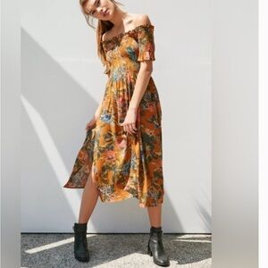 Floral Ruffle Sleeve Maxi Dress